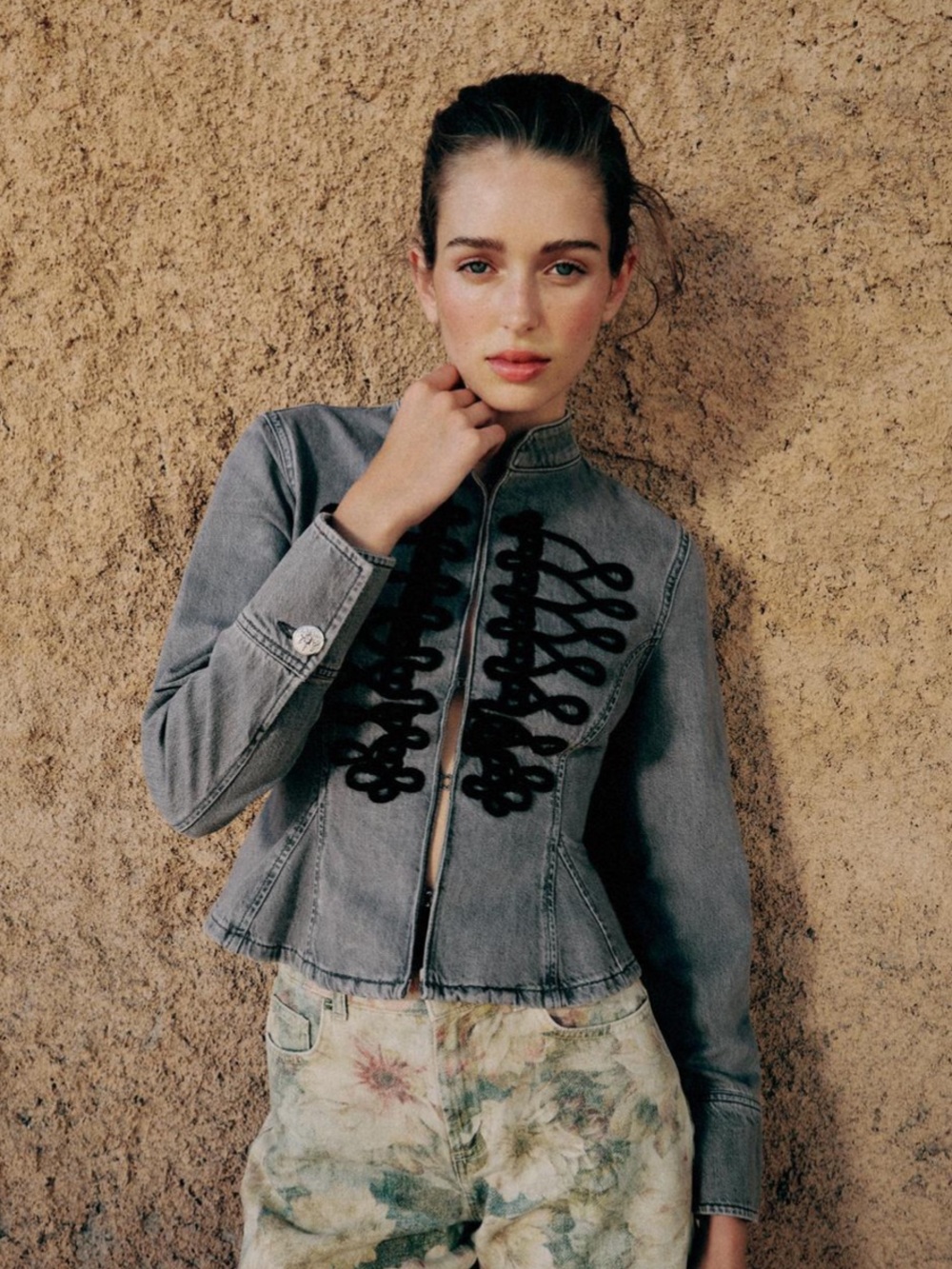 NWT ZARA Peplum Military-Style Women's Denim Jacket Size XS